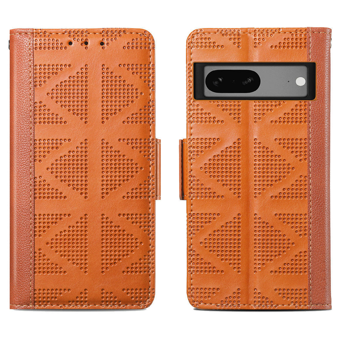 For Google Pixel 7a 5G Imprinted Cross Triangle Shape Phone Protective Case PU Leather Stand Wallet Anti-drop Cover For Google Pixel 7a 5G Imprinted Cross Triangle Shape Phone Protective Case PU Leather Stand Wallet Anti-drop Cover